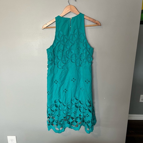 NWT Mystree Teal Halter Neck Eyelet Cut Out Dress - Picture 3 of 12